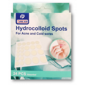 CURE AID HYDROCOLLOID SPOTS FOR ACNE AND COLD SORES 24 PIECES ASSORTED